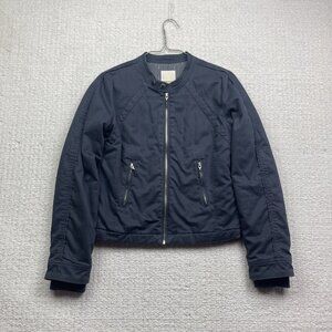 Y2K Diesel Moto Biker Jacket Women’s Size S Washed Navy Blue Zip Up Vintage